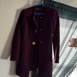 Zara Women's Deep Burgundy Blazer